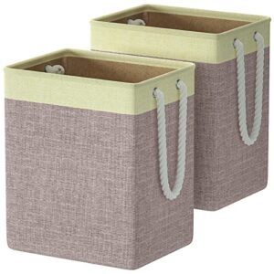 laundry basket,2-pack collapsible linen laundry hampers,tall laundry baskets,dirty clothes hamper laundry organizer with handles laundry bins for bathroom bedroom dorm toy storage-brown