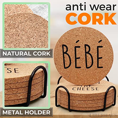 Cork Coasters for Coffee Table - 6 Pcs Funny Coasters for Adults Bar Coasters for Drinks Ideal for Birthday Wedding Gift Ideas for Schitts Creek Fans - New Home Beer Coasters for Drinks Absorbent Cork