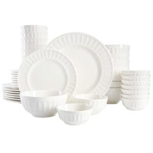 gibson home zen buffet porcelain dinnerware set, service for 8 (40pcs), white (embossed)