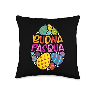 happy easter italy buona pasqua italian chocolate eggs throw pillow, 16x16, multicolor