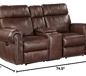 Lexicon Janwood Wall-Hugger Power Double Reclining Loveseat, Brown