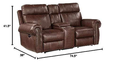 Lexicon Janwood Wall-Hugger Power Double Reclining Loveseat, Brown