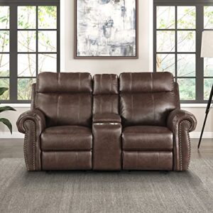 lexicon janwood wall-hugger power double reclining loveseat, brown
