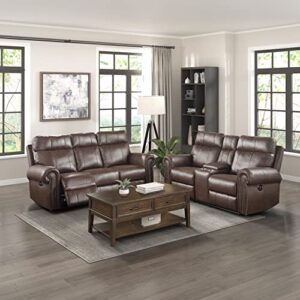 Lexicon Janwood Wall-Hugger Power Double Reclining Loveseat, Brown