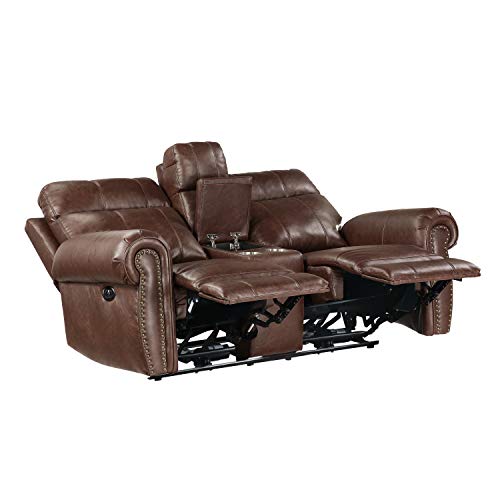 Lexicon Janwood Wall-Hugger Power Double Reclining Loveseat, Brown