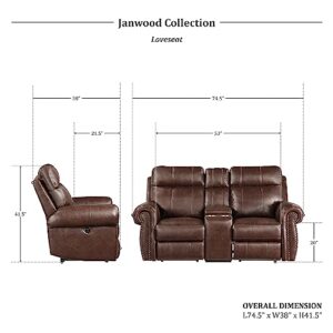 Lexicon Janwood Wall-Hugger Power Double Reclining Loveseat, Brown