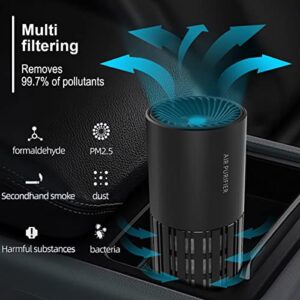 Newisdomake Air Purifiers for Bedroom Home, H13 true HEPA Car Air Purifier Cleans Air of Smoke, Pollen and Pet Dander, Suitable for Car, Table Top, Office & Traveling Use, Black Portable Air Purifier