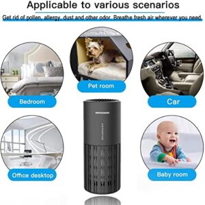 Newisdomake Air Purifiers for Bedroom Home, H13 true HEPA Car Air Purifier Cleans Air of Smoke, Pollen and Pet Dander, Suitable for Car, Table Top, Office & Traveling Use, Black Portable Air Purifier