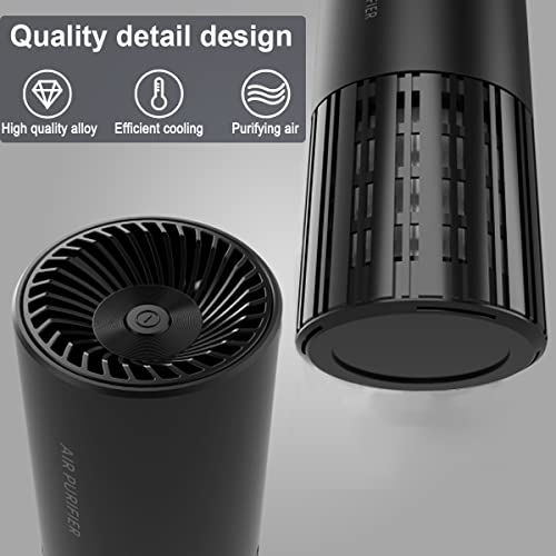 Newisdomake Air Purifiers for Bedroom Home, H13 true HEPA Car Air Purifier Cleans Air of Smoke, Pollen and Pet Dander, Suitable for Car, Table Top, Office & Traveling Use, Black Portable Air Purifier