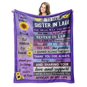 sister in law birthday gifts throw blanket 60inx50in - sister in law gifts for women - gifts for sister in law - mothers day birthday gifts for sister in law - bonus sister gifts - blankets for sofa