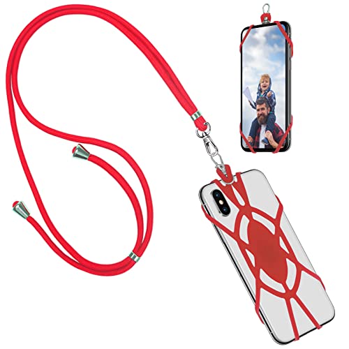 CalorMixs Universal Cell Phone Lanyard Case, with Adjustable Strap-Phone Necklace Comfortable Around The Neck, Compatible with iPhone Galaxy & Most Smartphones (Red)