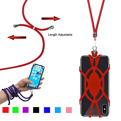CalorMixs Universal Cell Phone Lanyard Case, with Adjustable Strap-Phone Necklace Comfortable Around The Neck, Compatible with iPhone Galaxy & Most Smartphones (Red)