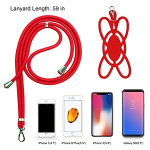CalorMixs Universal Cell Phone Lanyard Case, with Adjustable Strap-Phone Necklace Comfortable Around The Neck, Compatible with iPhone Galaxy & Most Smartphones (Red)