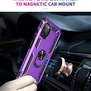 Androgate for Galaxy A03S Case, Samsung A03S Case with HD Screen Protector, Military-Grade Ring Holder Stand Car Mount 15ft Drop Tested Cover Phone Case for Samsung Galaxy A03s, Purple