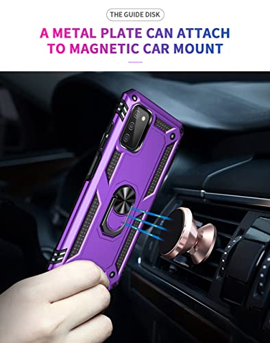 Androgate for Galaxy A03S Case, Samsung A03S Case with HD Screen Protector, Military-Grade Ring Holder Stand Car Mount 15ft Drop Tested Cover Phone Case for Samsung Galaxy A03s, Purple