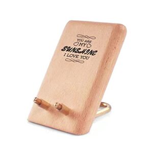 you are my sunshine wooden mobile phone holder, convenient charging cell phone stand, beech portable desktop smartphone stand. wooden ipad stand. sister gift, birthday gift, couple gift. (1pcs)
