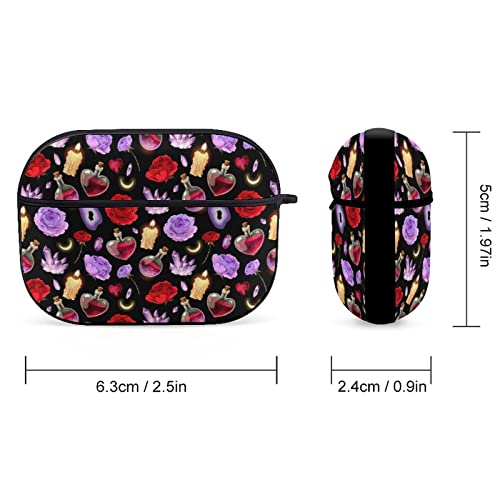 Goth Gothic Magic Crystal Potion Flower AirPods Pro Case Cover Gifts with Keychain, Shock Absorption Soft Cover Airpods Pro Earphone Protective Case for Men Women