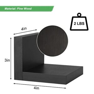 Pine Wood Small Floating Shelves for Wall,4 Inches Display Ledges Adhesive Strips Installation Mini Hanging Shelves for Small Decor, Invisible Brackets for Bedroom Living Room Bathroom, 4-Pack