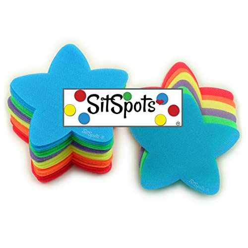 SitSpots® 30 Multi Color Star Pack (Size 4") - Floor Dots for Classroom | The Original Sit Spots for Your Classroom Seating