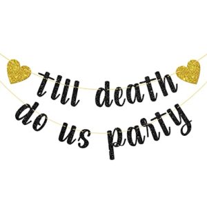 belrew till death do us party banner, engagement party decor, bridal shower party decoration supplies, glittery black