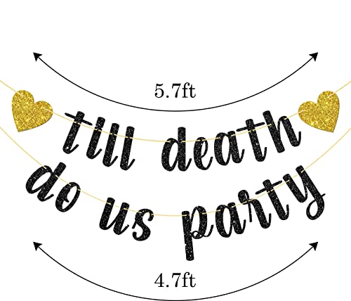 Belrew Till Death Do Us Party Banner, Engagement Party Decor, Bridal Shower Party Decoration Supplies, Glittery Black