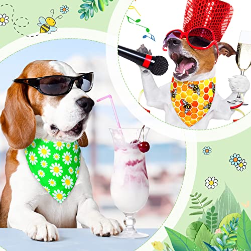 30 Pack Spring Summer Flower Dog Bandanas Bulk Soft Triangle Dog Scarfs Polyester Bandana PET Costume Cute Triangle Scarf Bibs with Flowers Patterns for Small Medium Large Pets