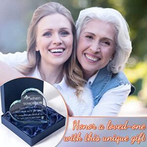 HUANGXIN Sympathy Gift Crystal Keepsake Memorial Gifts for Loss of Loved One Condolence Grief Bereavement Present in Memory of Mother Father Husband Wife (4.5 x 4.5 x 0.8 Inch)
