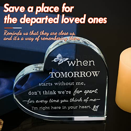 HUANGXIN Sympathy Gift Crystal Keepsake Memorial Gifts for Loss of Loved One Condolence Grief Bereavement Present in Memory of Mother Father Husband Wife (4.5 x 4.5 x 0.8 Inch)