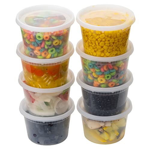 ZAVBE Food Storage Containers with Lids 16oz Freezer Deli Cups Combo Pack, 50 Sets BPA-Free Leakproof Round Clear Takeout Container Meal Prep Microwavable, Airtight Lid