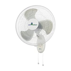 airgrean pro oscillating wall mount fan (16''), white