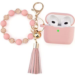 Case for Airpods 3rd Generation 2021, Filoto Silicone Airpod 3 Case Cover with Cute Bling Bracelet Keychain for Women Girl, Apple Airpods Gen 3 Protective Wireless Charging Case (Bling Pink)