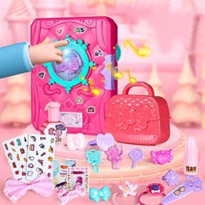 toys for 3 4 5 6 7 8 year old girl,unlock real little things dress up accessories magic book set with lighting sound,gifts for christmas birthday(red)
