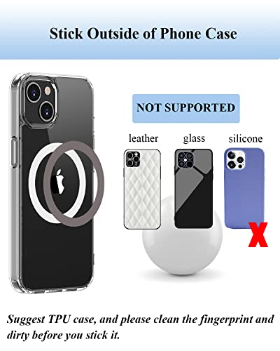 Metal Ring for Phone Case Wireless Charging/Magnetic Cell Phone Ring Holder, mag Attachment Ring, mag Sticker Safe, Compatible with Smartphone, 4 Pieces