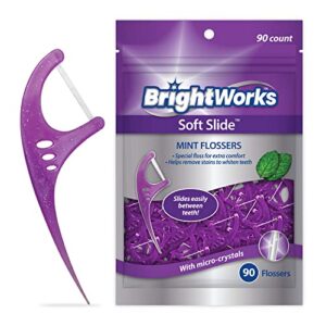 brightworks soft slide flossers - for tight spaces and extra comfort with fresh mint - 270 count