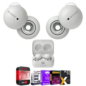 sony wfl900/w linkbuds truly wireless earbuds headphones w/alexa built-in (white) bundle with tech smart usa audio entertainment essentials bundle and 1 yr cps enhanced protection pack