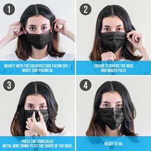 Disposable Face Masks 2000 Pcs. Black 3 Layer Face Masks, For Dust CoveringMouth Cover, and Nose Shield - SereneLife SL3PLY2000