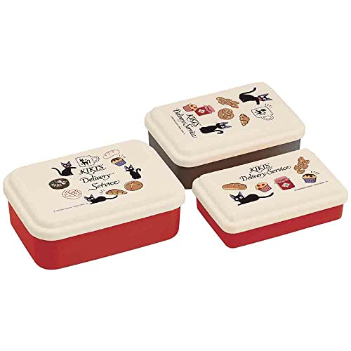 Kiki's Delivery Service Food Storage Container with Lids 3pc Set - Authentic Japanese Design - Durable, Dishwasher Safe - Bakery