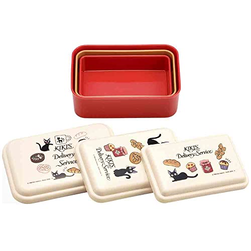 Kiki's Delivery Service Food Storage Container with Lids 3pc Set - Authentic Japanese Design - Durable, Dishwasher Safe - Bakery