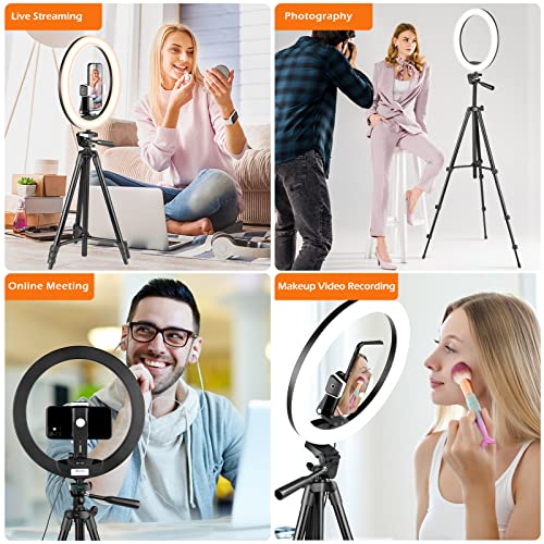 Sensyne 12'' Ring Light with Tripod Stand, LED Selfie Ring Light with Stand and Phone Holder for Photography/Recording/YouTube/TikTok, Compatible with All Cell Phones/Cameras