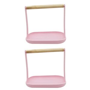 luozzy 2pcs bird training stand wooden bird stand toys tabletop bird perch shelf training playground for parakeets conures lovebirds cockatiels, pink