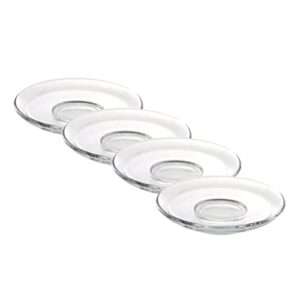 yardwe 4pcs glass saucer plate clear glass round saucer fruit glass plate dish coffee tea saucer for home kitchen