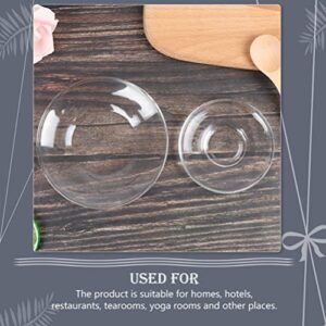 Yardwe 4Pcs Glass Saucer Plate Clear Glass Round Saucer Fruit Glass Plate Dish Coffee Tea Saucer for Home Kitchen