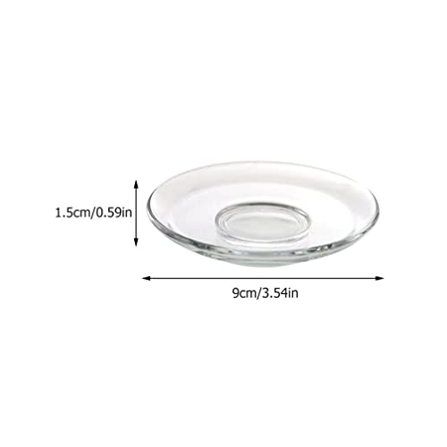 Yardwe 4Pcs Glass Saucer Plate Clear Glass Round Saucer Fruit Glass Plate Dish Coffee Tea Saucer for Home Kitchen