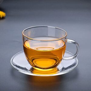 Yardwe 4Pcs Glass Saucer Plate Clear Glass Round Saucer Fruit Glass Plate Dish Coffee Tea Saucer for Home Kitchen