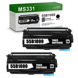 2 pack ms331 55b1000 remanufactured compatible toner cartridge replacement for lexmark ms431dw ms331dn ms431dn mx331adn mx431adn mx431adw printer ink, black