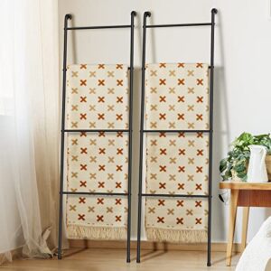 2 Pack Blanket Ladder Outdoor Towel Rack for Pool, Decorative Metal Holder for The Living Room Bathroom, Black