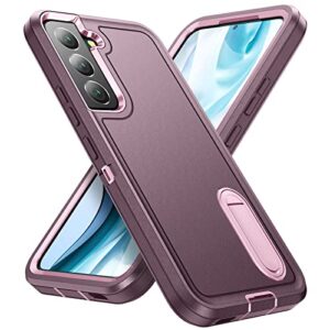 fucozan for samsung galaxy s22 plus case galaxy s22+ case with kickstand case 3-layer military grade protective case cover silicone rugged shockproof for galaxy s22 plus s22+ phone case purple+pink