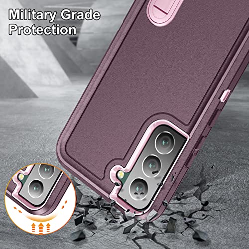 Fucozan for Samsung Galaxy S22 Plus Case Galaxy S22+ Case with Kickstand Case 3-Layer Military Grade Protective Case Cover Silicone Rugged Shockproof for Galaxy S22 Plus S22+ Phone Case Purple+Pink