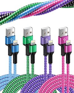 iphone charger cord, [3ft-4pack] nylon braided usb to lightning cable, [mfi certified] apple fast charging syncing cord compatible with iphone 14/13/13 pro/13 mini/12/12 pro max/11/11 pro/8 plus/8/xr
