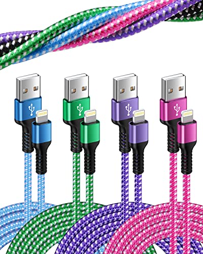 iPhone Charger Cord, [3FT-4Pack] Nylon Braided USB to Lightning Cable, [MFi Certified] Apple Fast Charging Syncing Cord Compatible with iPhone 14/13/13 Pro/13 Mini/12/12 Pro Max/11/11 Pro/8 Plus/8/XR